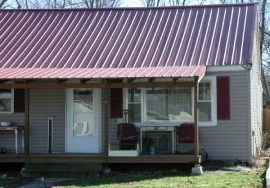 wood awning with metal roof