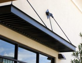 Small Flat Window Awning With Overhead Support