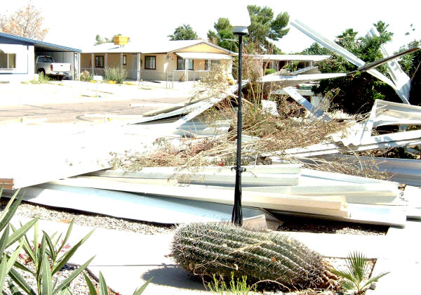 awning blown off mobile home