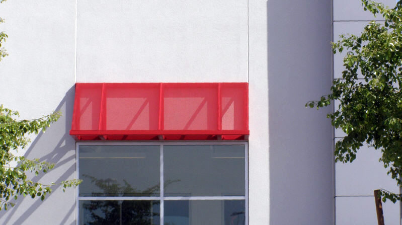 Red Steel Commercial Window Awning