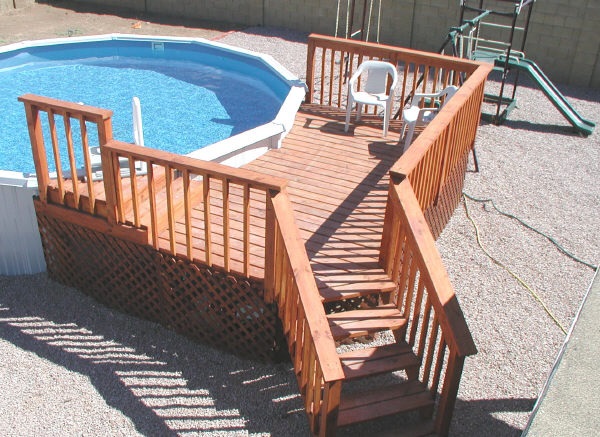 wood above ground pool deck