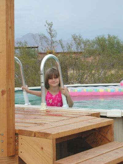 above ground pool deck and deck ladder