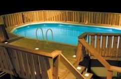 pool deck with lights