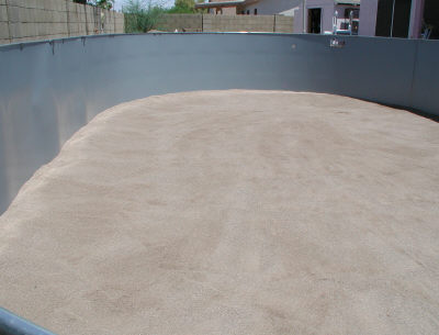pool sand ready for liner