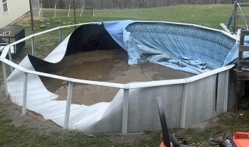 Pool Wall Blown Down