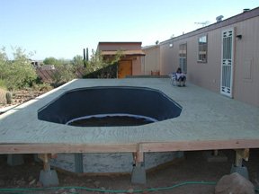 pool deck around above ground pool