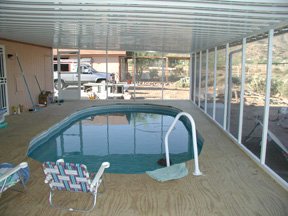 awning, deck and pool
