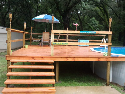 wood deck for an above ground pool