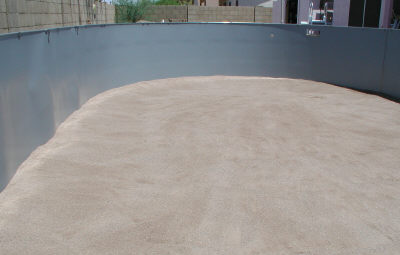 sand base ready for pool liner